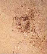 LEONARDO da Vinci Portrat of a Madchens oil